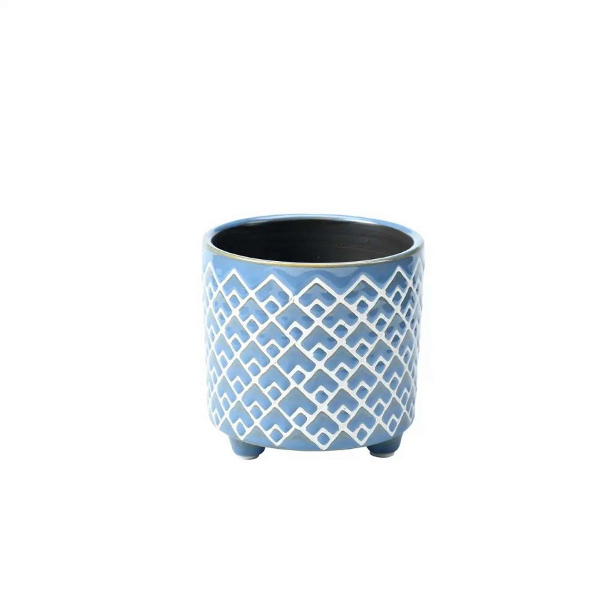 Collections * | Burgon & Ball Bilbao Blue Glazed Pot Small