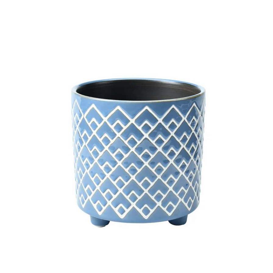 Collections * | Burgon & Ball Bilbao Blue Glazed Pot Large