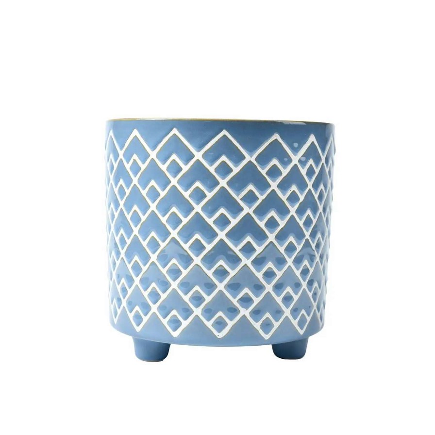 Collections * | Burgon & Ball Bilbao Blue Glazed Pot Large