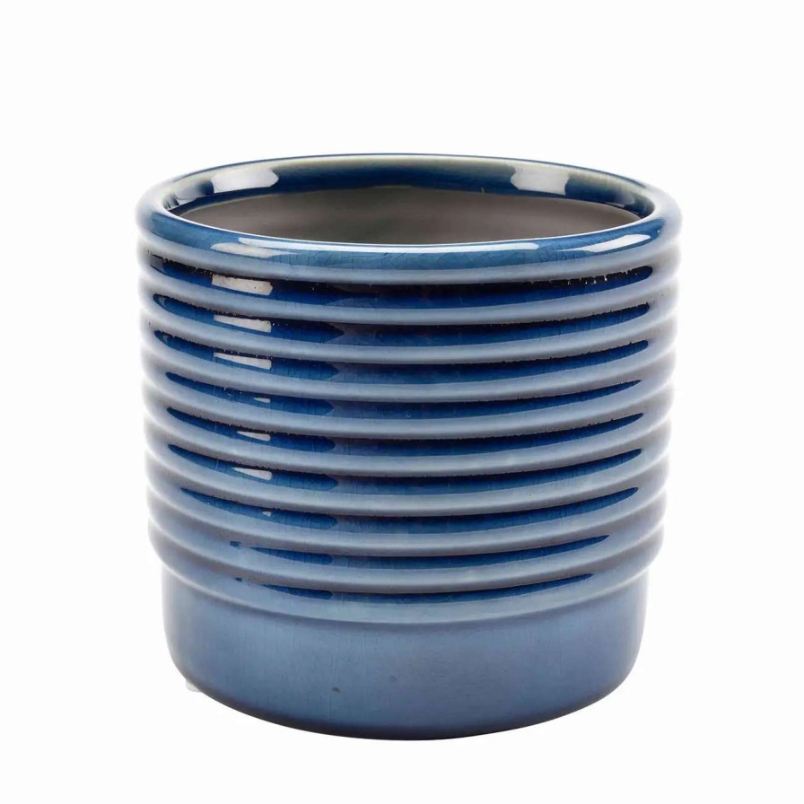 Collections * | Burgon & Ball Oslo Blue Glazed Pot Small