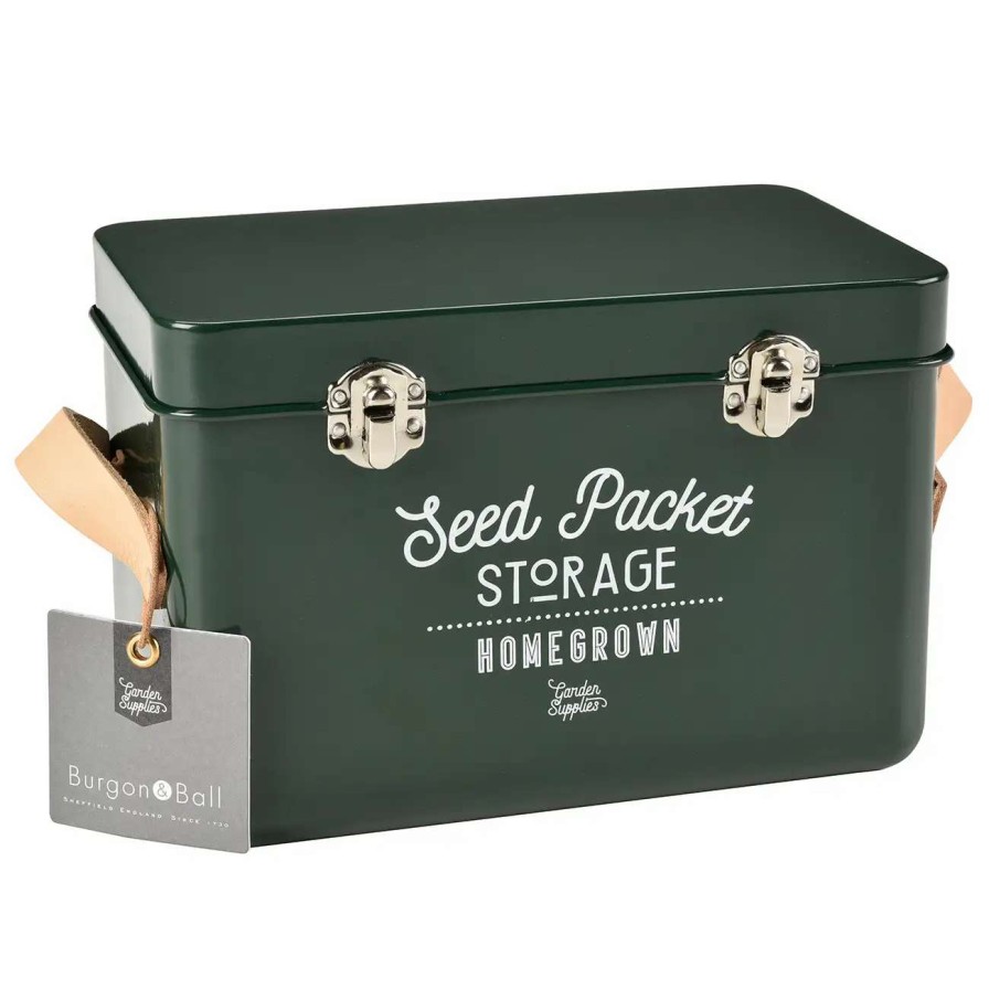 Collections * | Burgon & Ball Leather Handled Seed Packet Storage Tin Frog