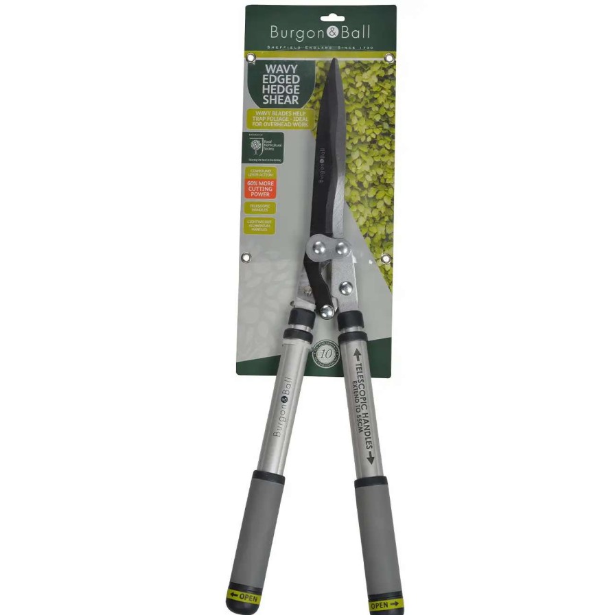 Tools * | Burgon & Ball Telescopic Wavy Edged Hedge Shear Rhs Endorsed